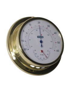 Thermo-/hygrometer, brass coloured polished stainless steel, ø97mm, VION