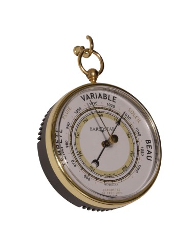 Barómetro, Pocket Watch, esfera gris beige, texto francés, Barostar