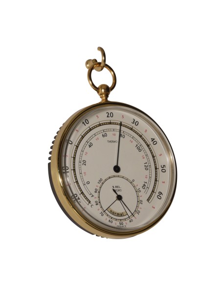 Thermo-/hygrometer, pocket watch, Graubeige dial