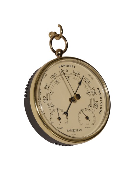 Baro-/thermo-/hygrometer, pocket watch, creme dial, French, Barostar