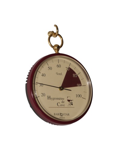 Hygrometer, pocket watch, wine red, French, Barostar