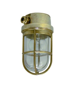 Cabin top lamp for ceiling, brass, clear glass