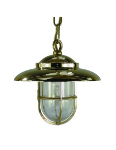 Pendant with shade, guard and ceiling plate, brass, clear glass, ø210mm, chain approx. 50cm