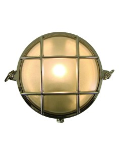 Bulkhead lamp mini, chromium plated brass, frosted glass, ø155mm, E14