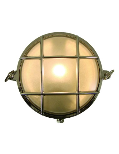 Bulkhead lamp mini, chromium plated brass, frosted glass, ø155mm, E14