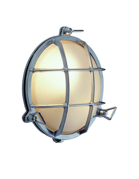 Bulkhead lamp, chromium plated brass, frosted glass, 215mm