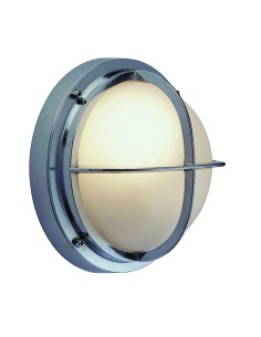 Wall lamp with cross guard, chromium plated brass, matt glass, ø240mm
