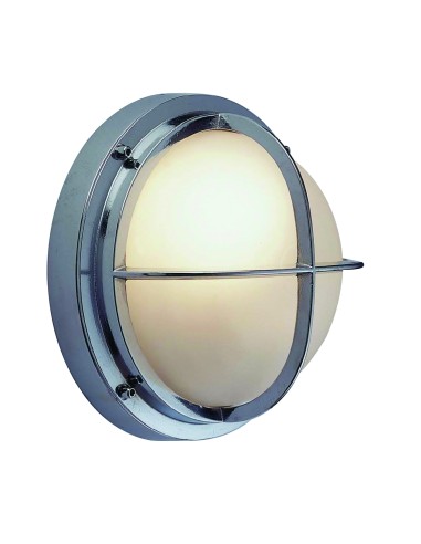 Wall lamp with cross guard, chromium plated brass, matt glass, ø240mm