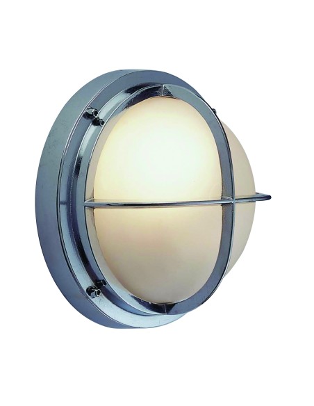 Wall lamp with cross guard, chromium plated brass, matt glass, ø240mm