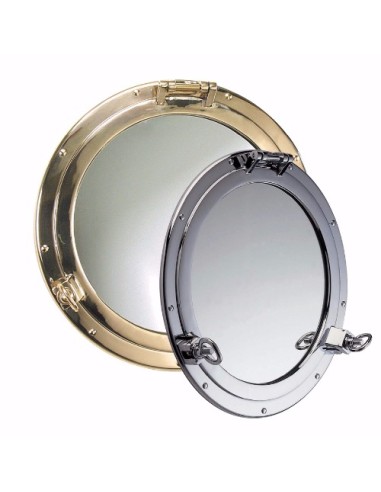 Porthole mirror, polished brass, ø210mm