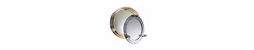 Nautical decoration in brass — mirrors, compasses & hooks